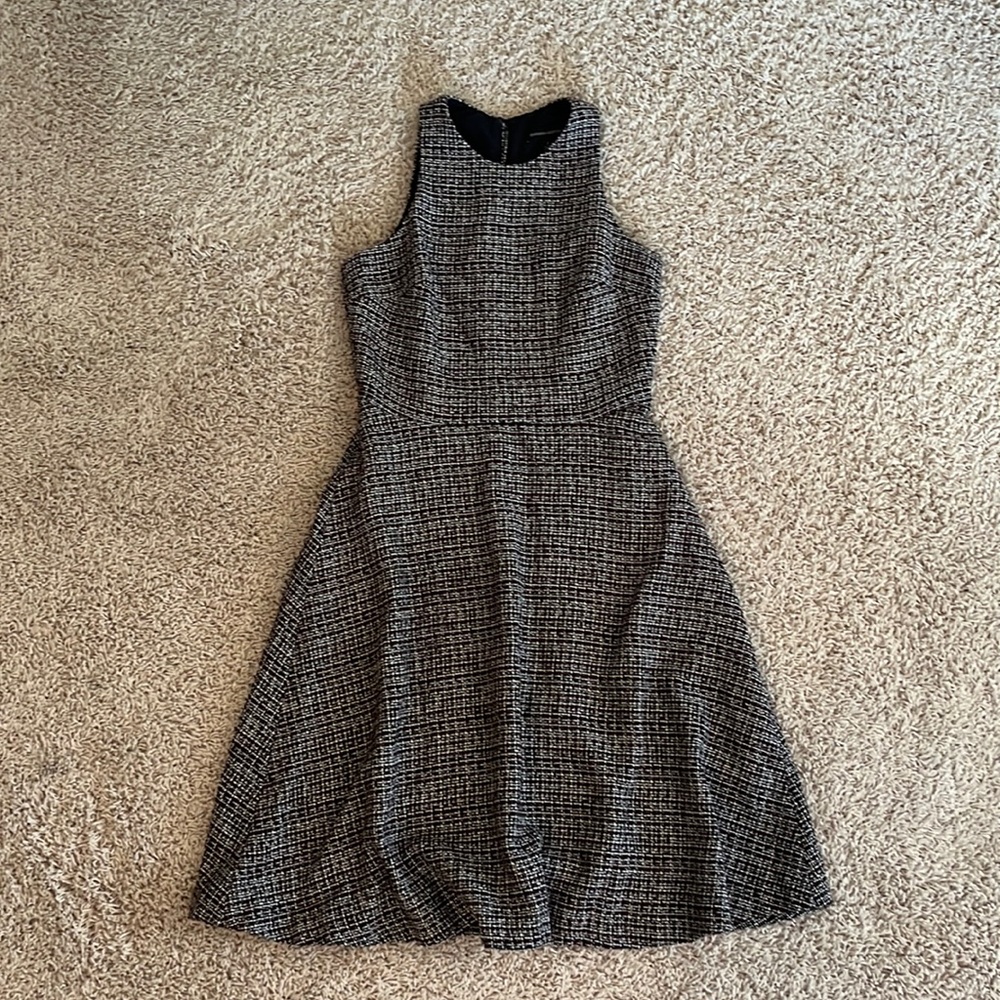 Banana Republic Womens Wool Blend Purple Black Sleeveless Lined Career Dress 2